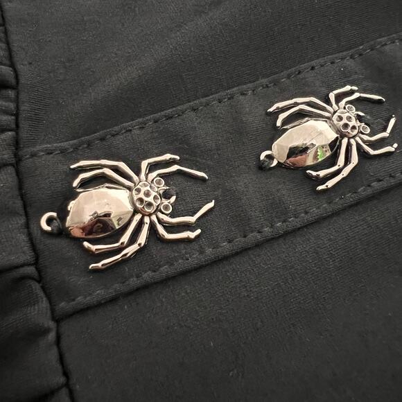 Killstar Goth Black Dress XS Spider Button Mesh Ruffle Witchy - Picture 6 of 12